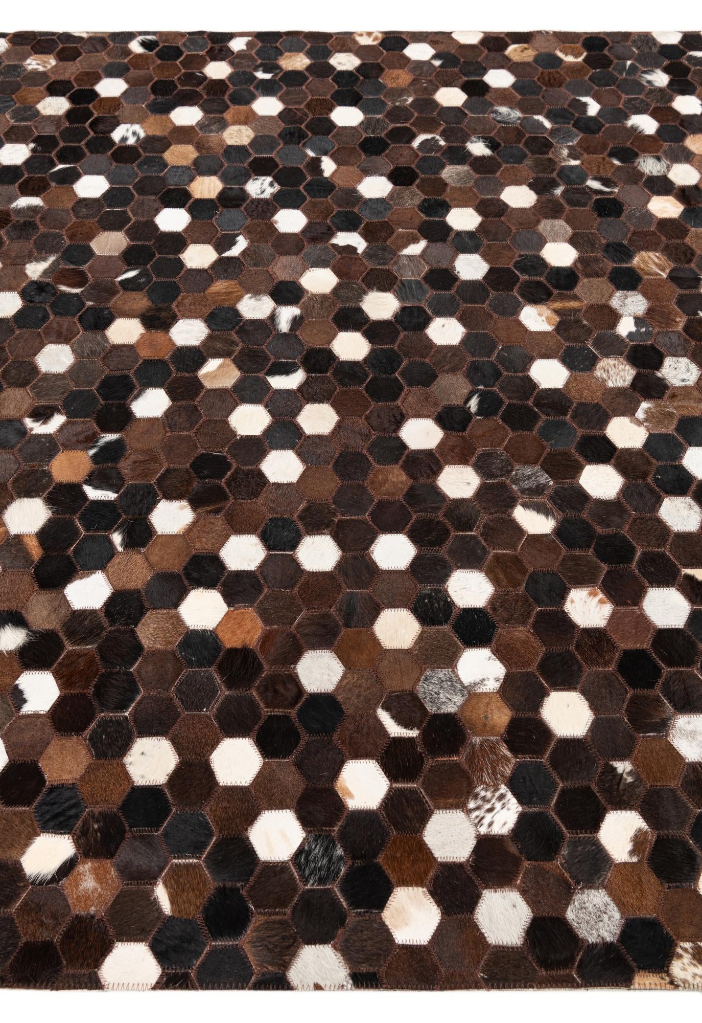 5' 1 x 8' 1 Cowhide Leather Rug