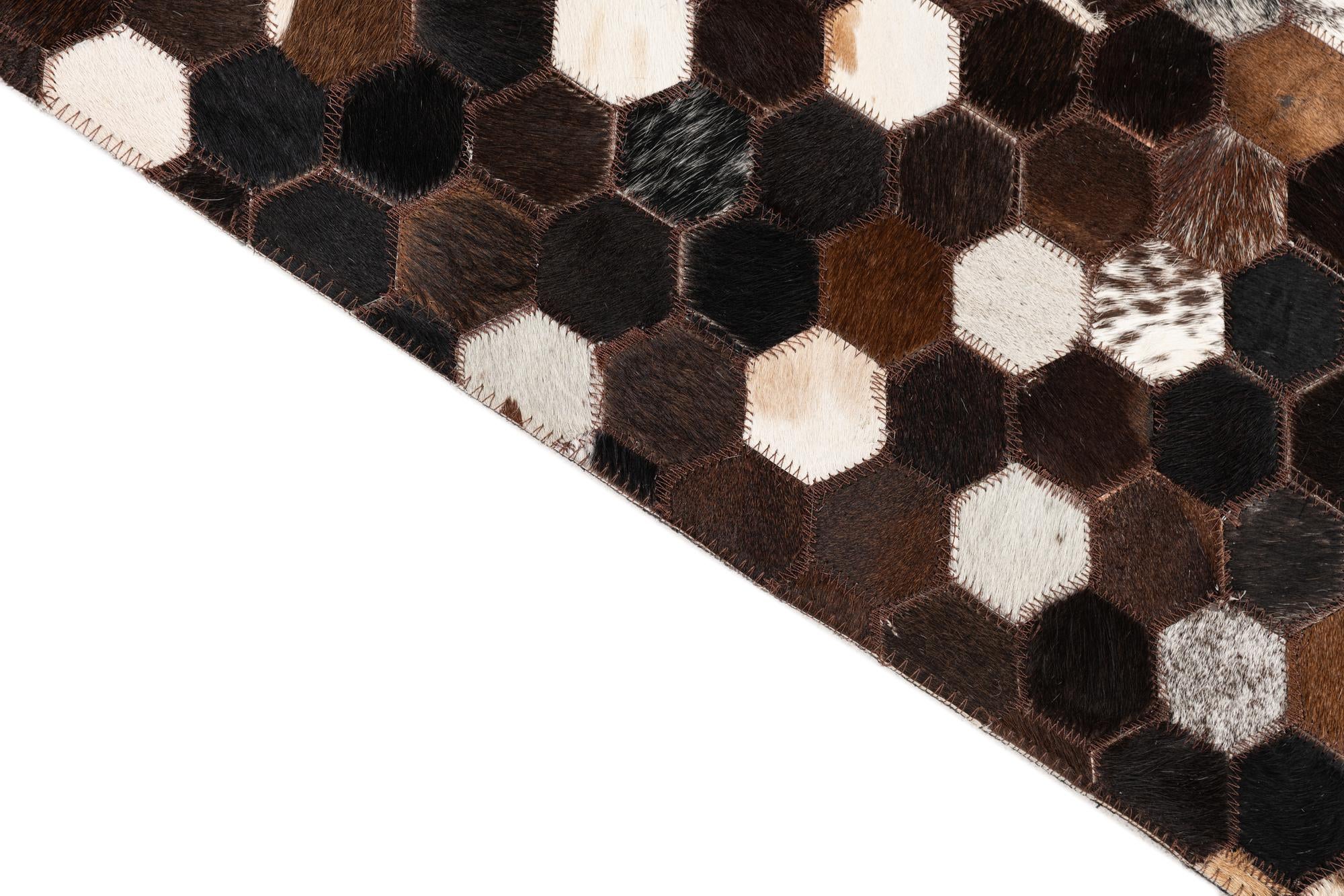 5' 1 x 8' 1 Cowhide Leather Rug