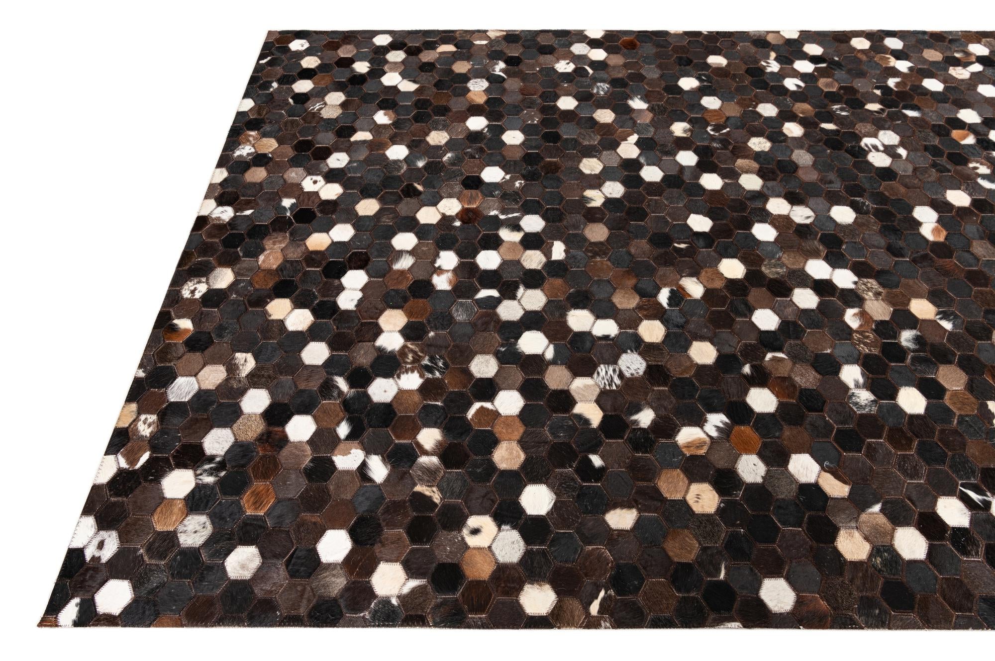 5' 1 x 8' Cowhide Leather Rug