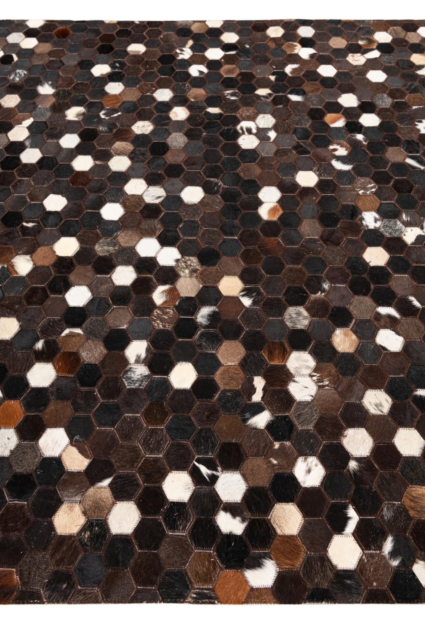 5' 1 x 8' Cowhide Leather Rug