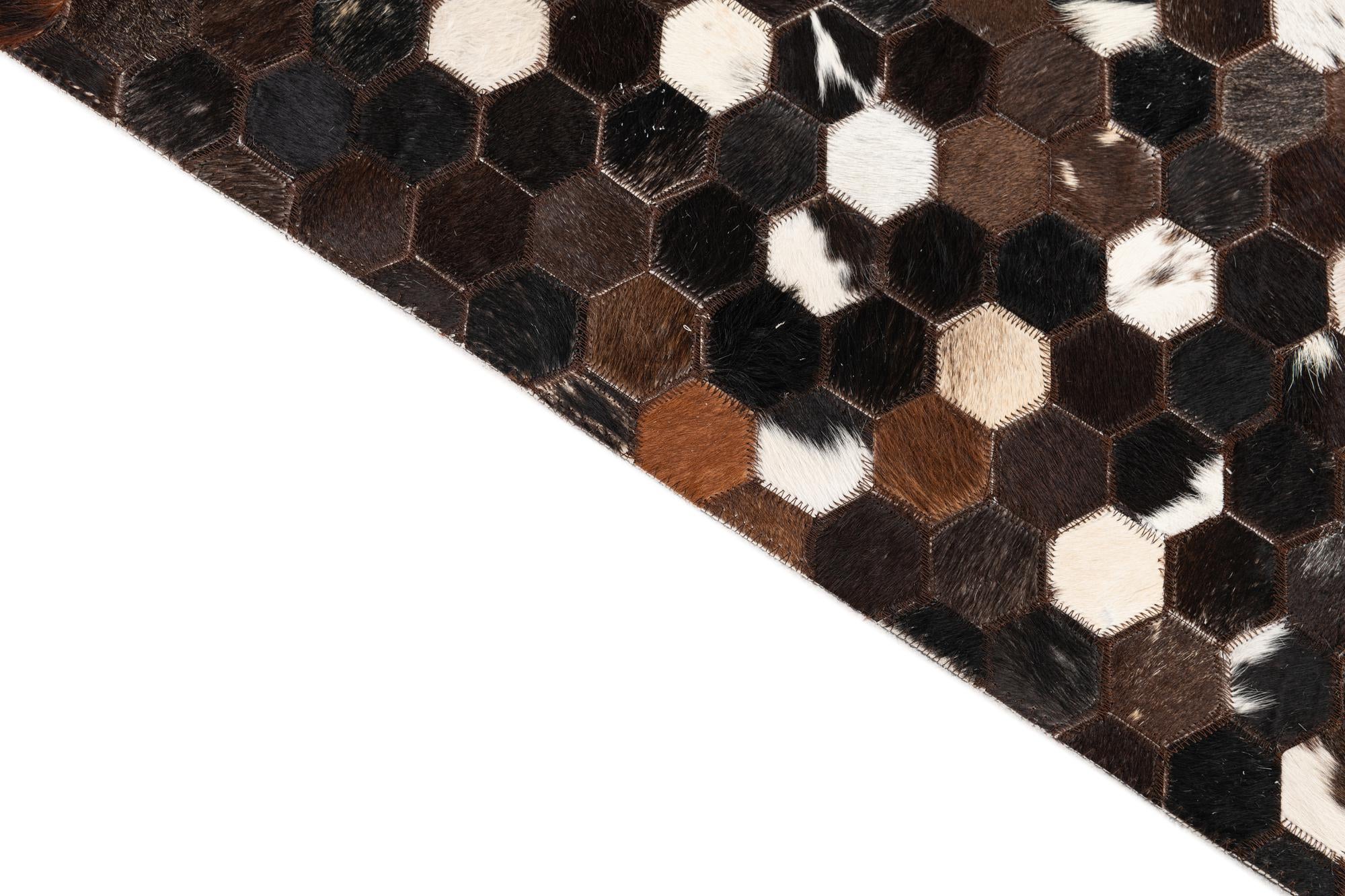 5' 1 x 8' Cowhide Leather Rug
