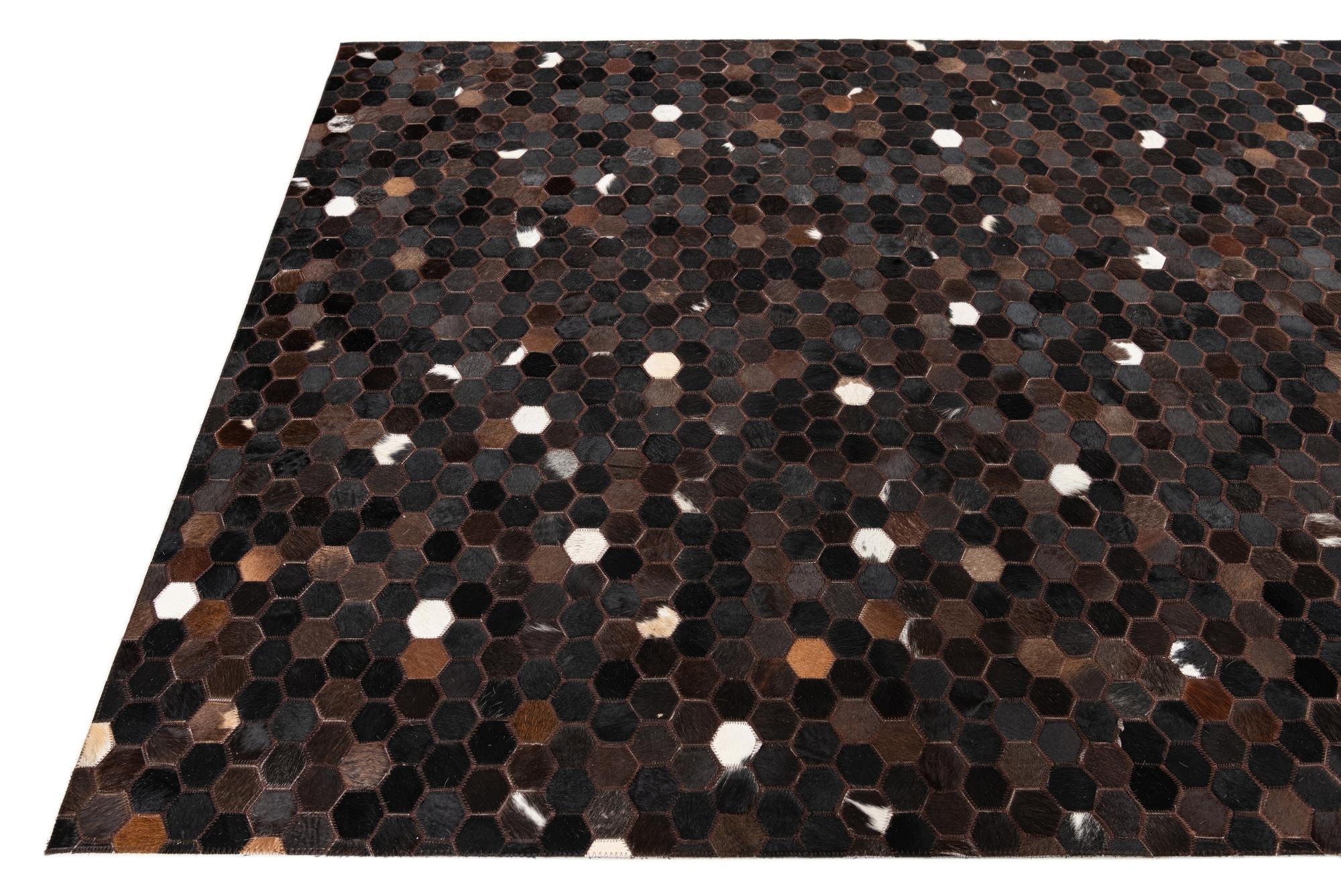 5' 1 x 8' Cowhide Leather Rug