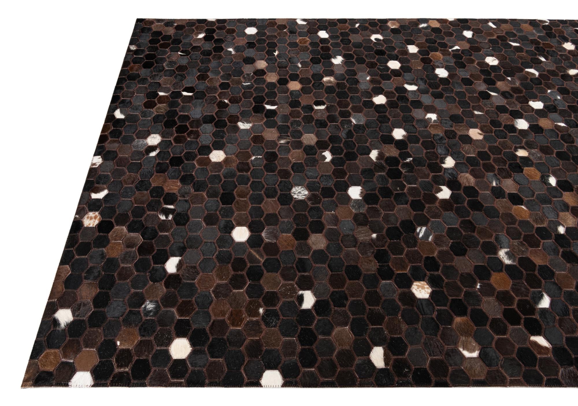 5' 1 x 8' Cowhide Leather Rug