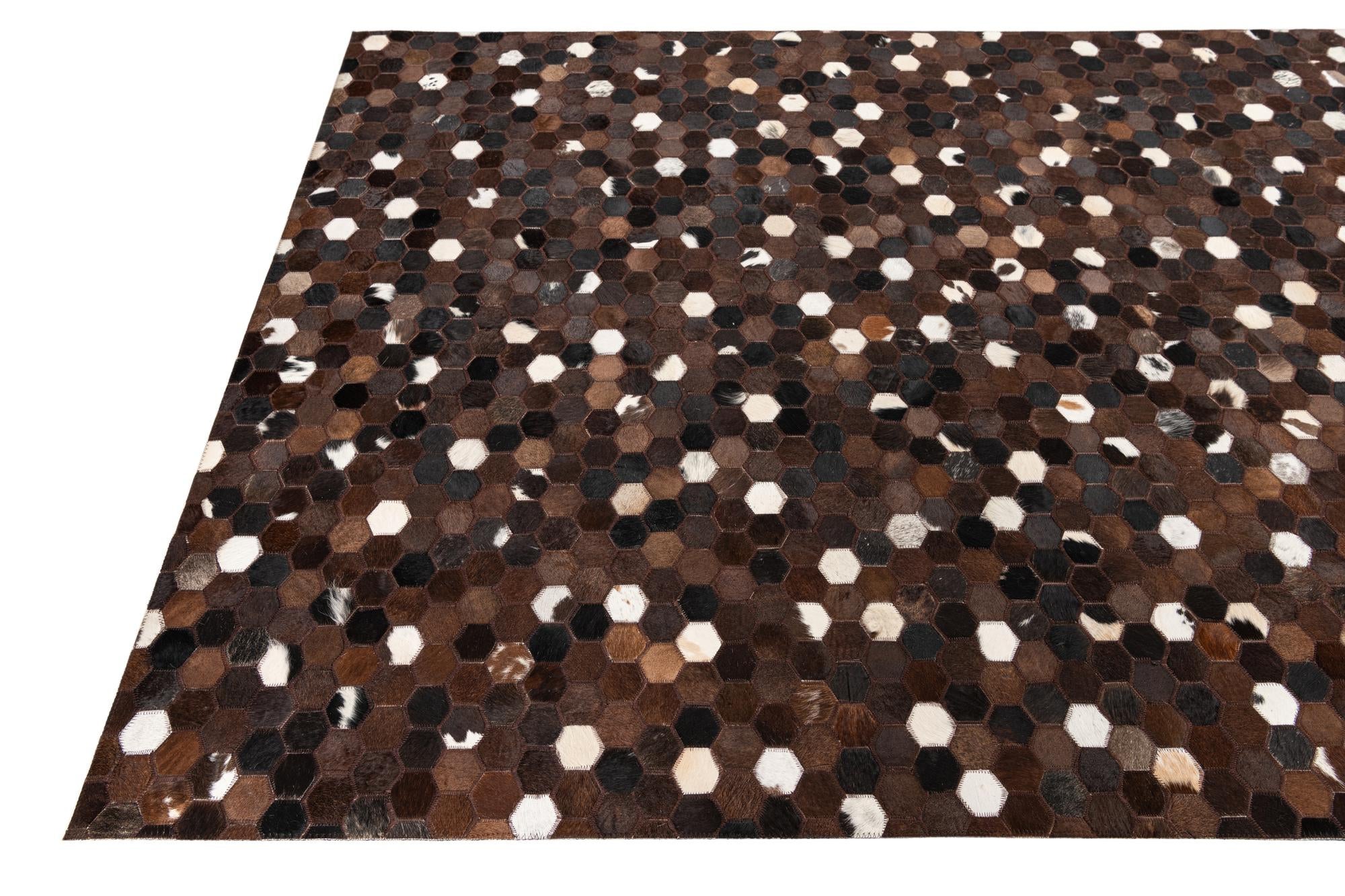 5' 1 x 8' 1 Cowhide Leather Rug