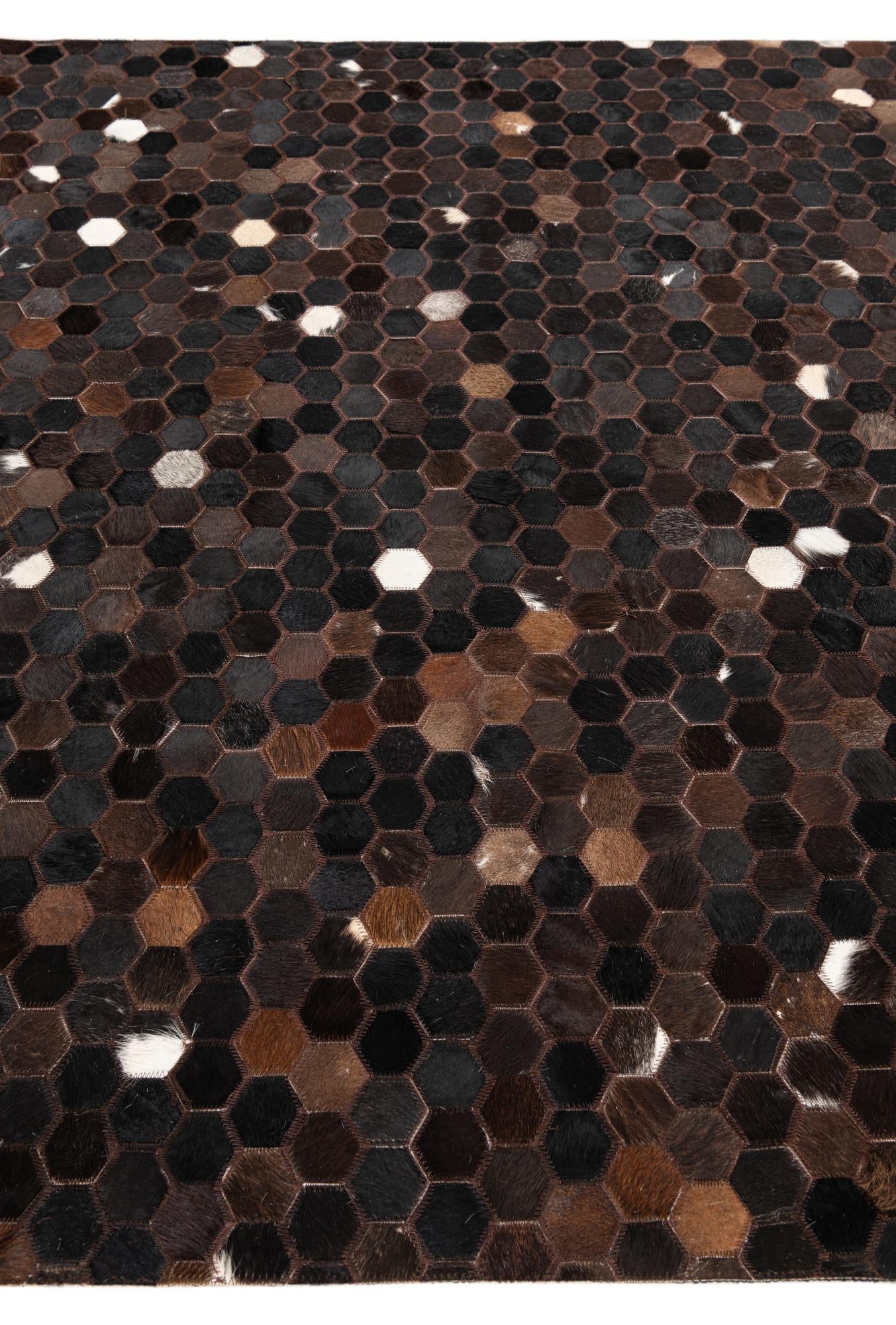 5' 1 x 7' 9 Cowhide Leather Rug