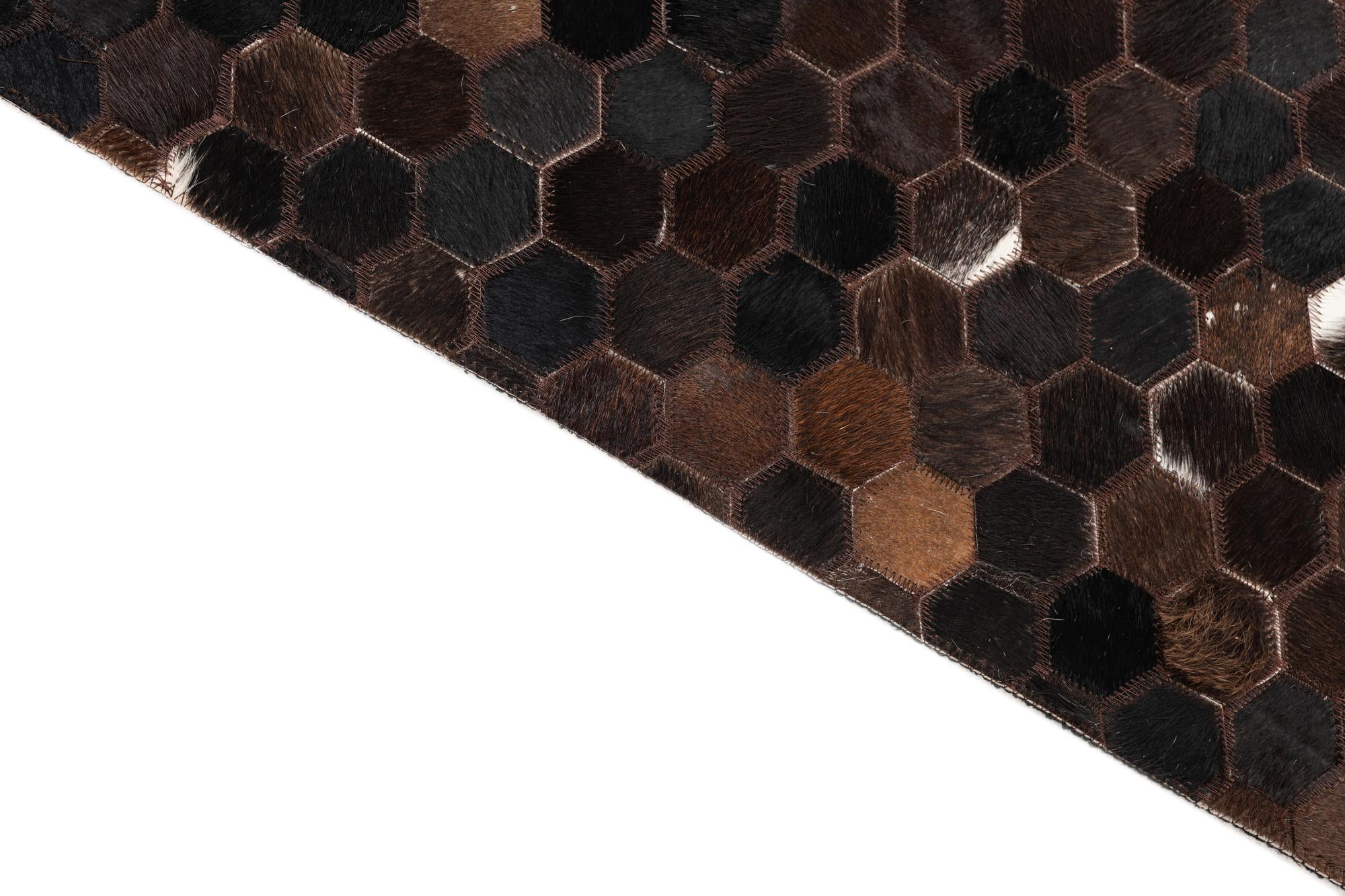 5' 1 x 7' 9 Cowhide Leather Rug