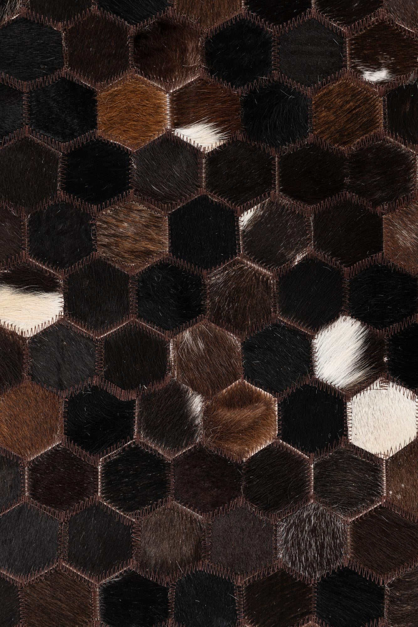 5' 1 x 7' 9 Cowhide Leather Rug