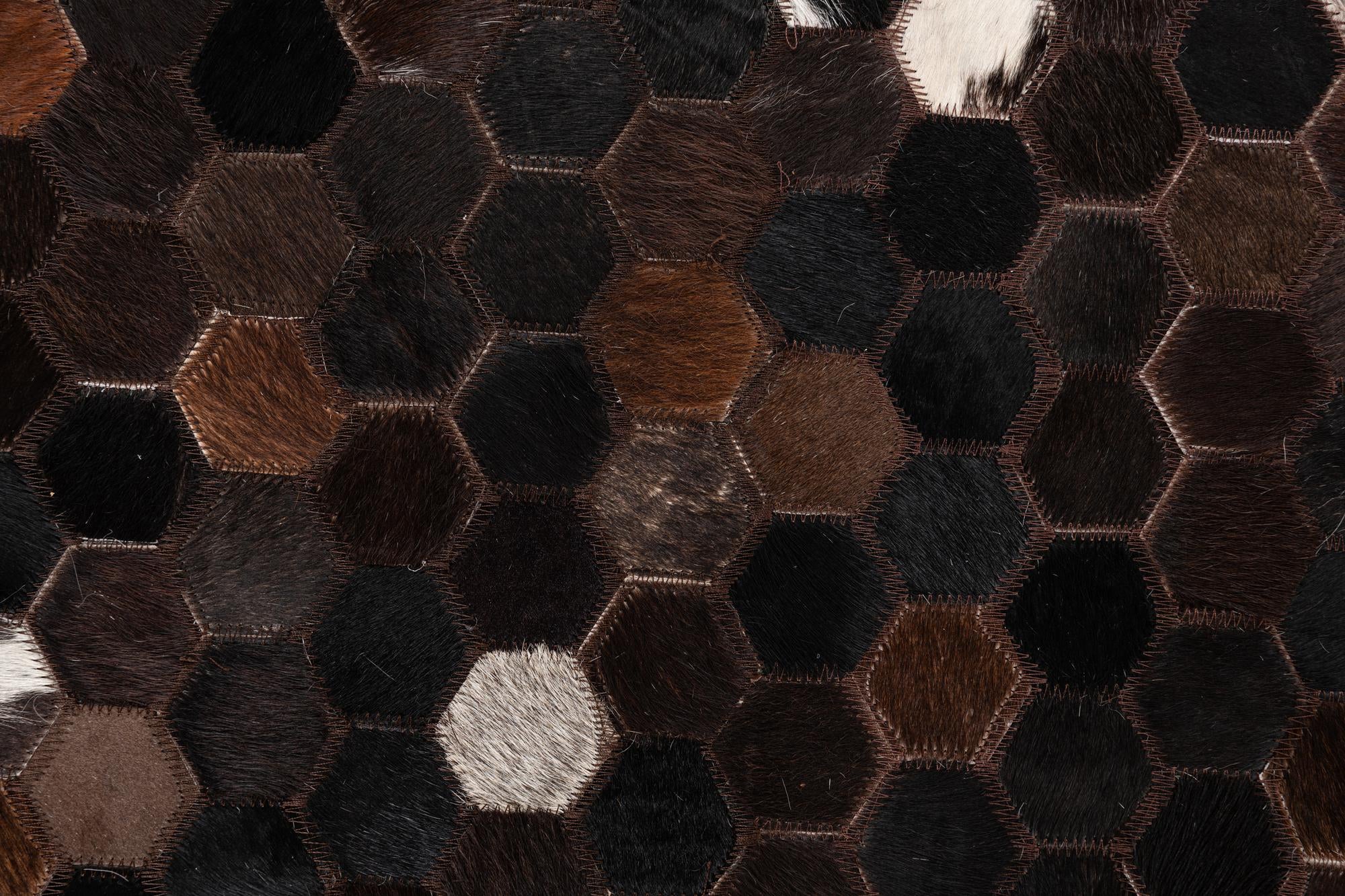 5' 1 x 7' 9 Cowhide Leather Rug
