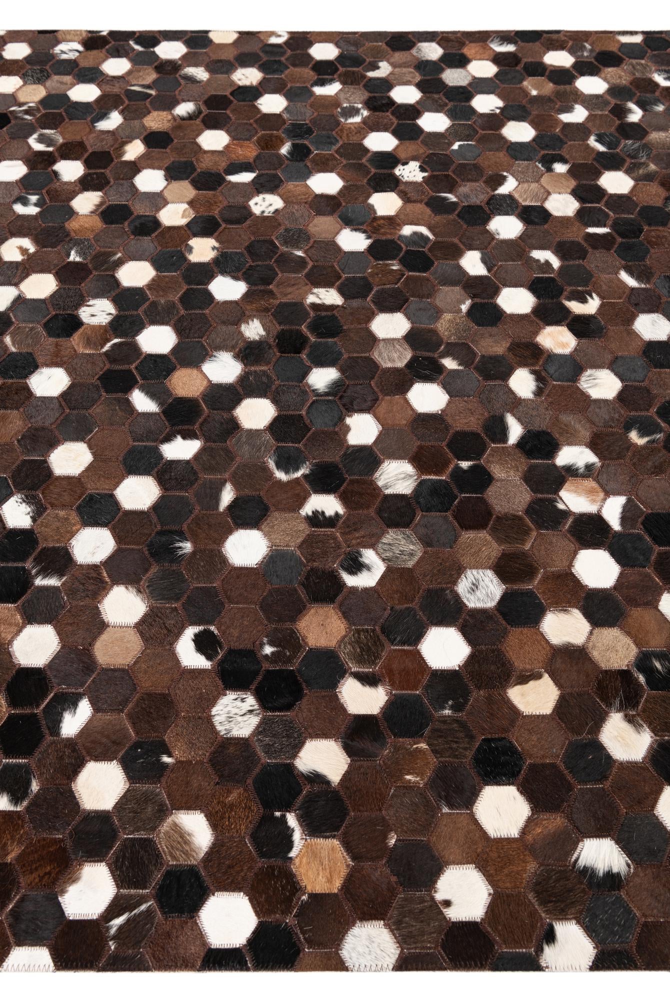 5' 1 x 8' 1 Cowhide Leather Rug