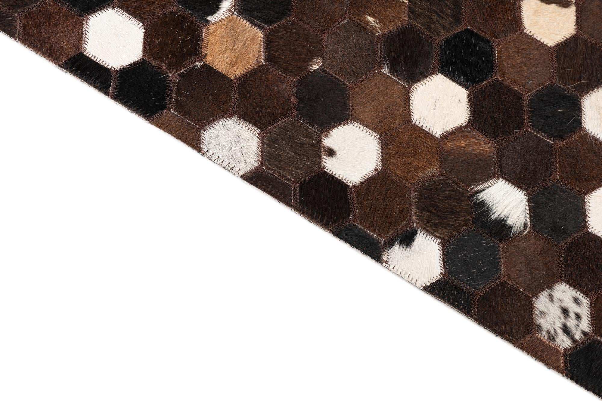 5' 1 x 8' 1 Cowhide Leather Rug