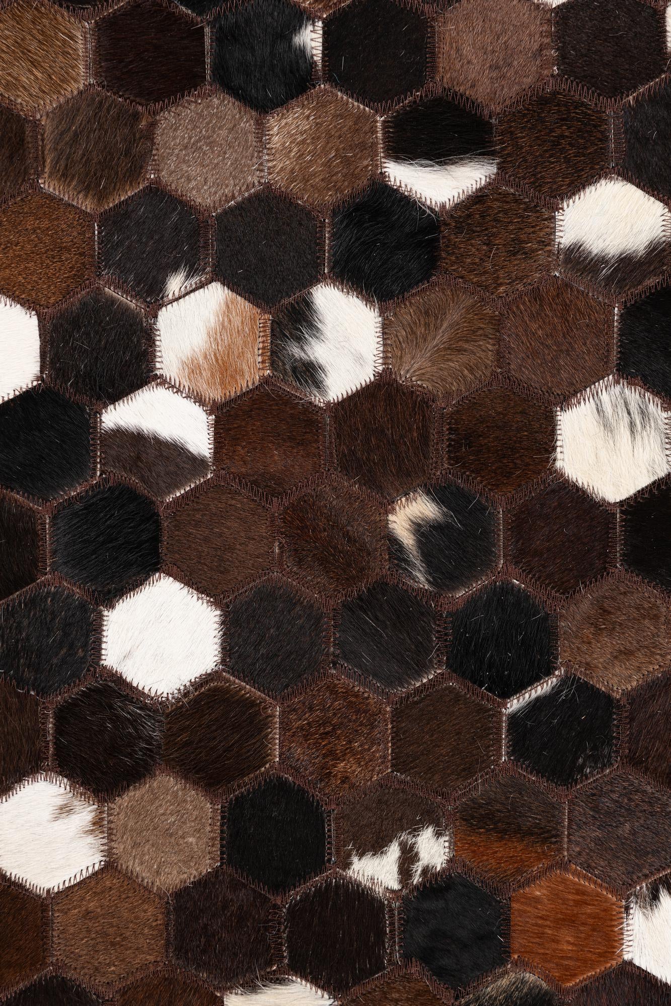 5' 1 x 8' 1 Cowhide Leather Rug