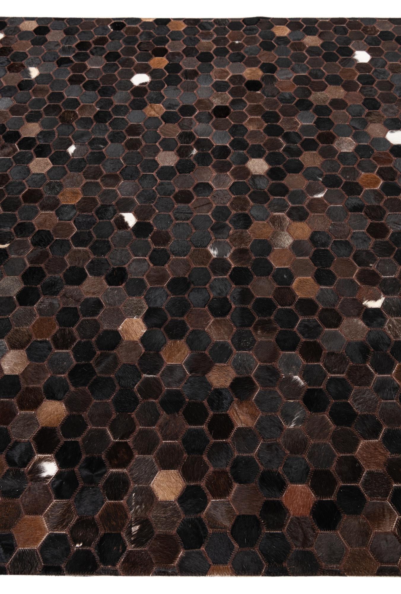 5' 1 x 8' 2 Cowhide Leather Rug