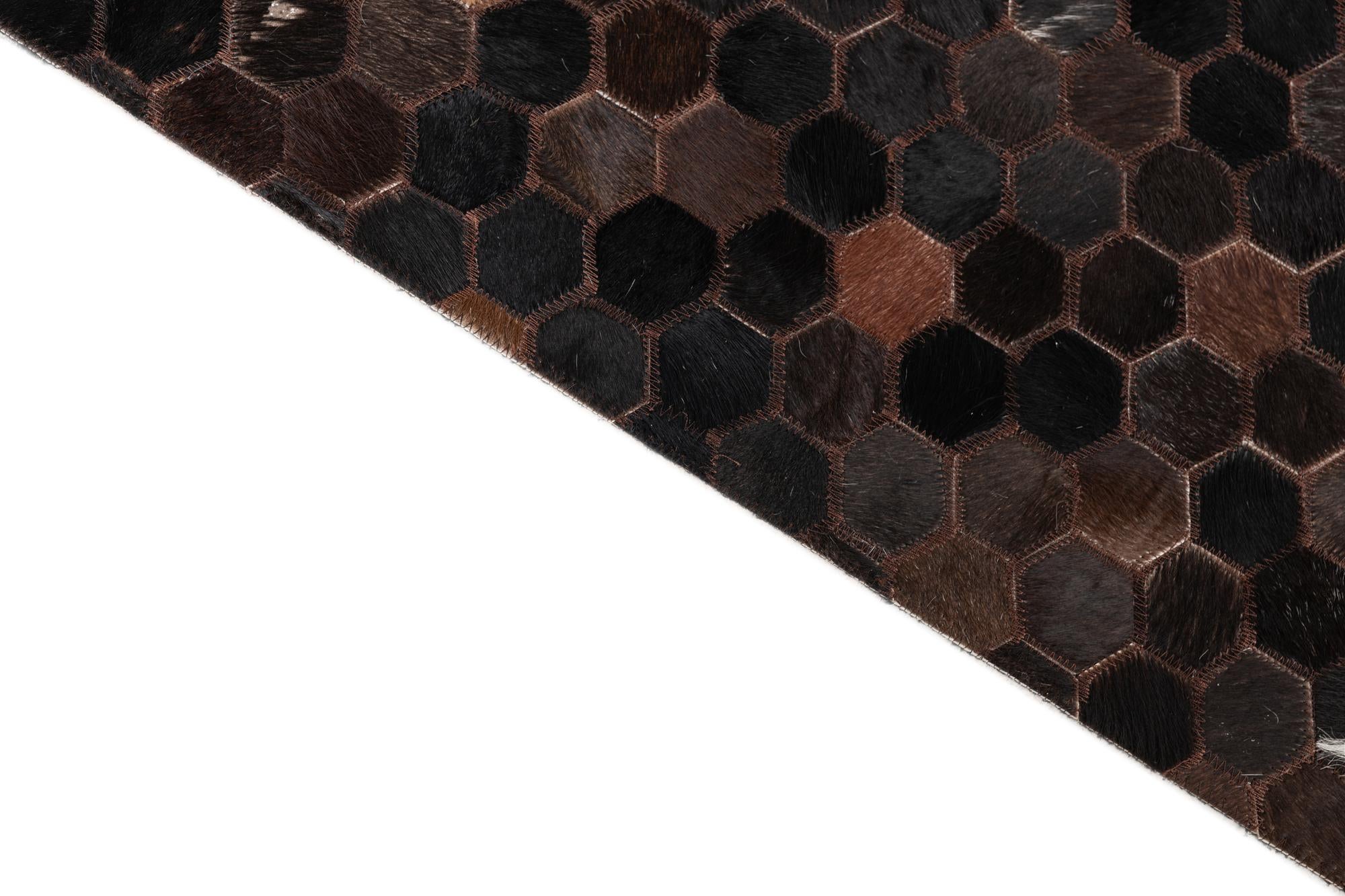 5' 1 x 8' 2 Cowhide Leather Rug