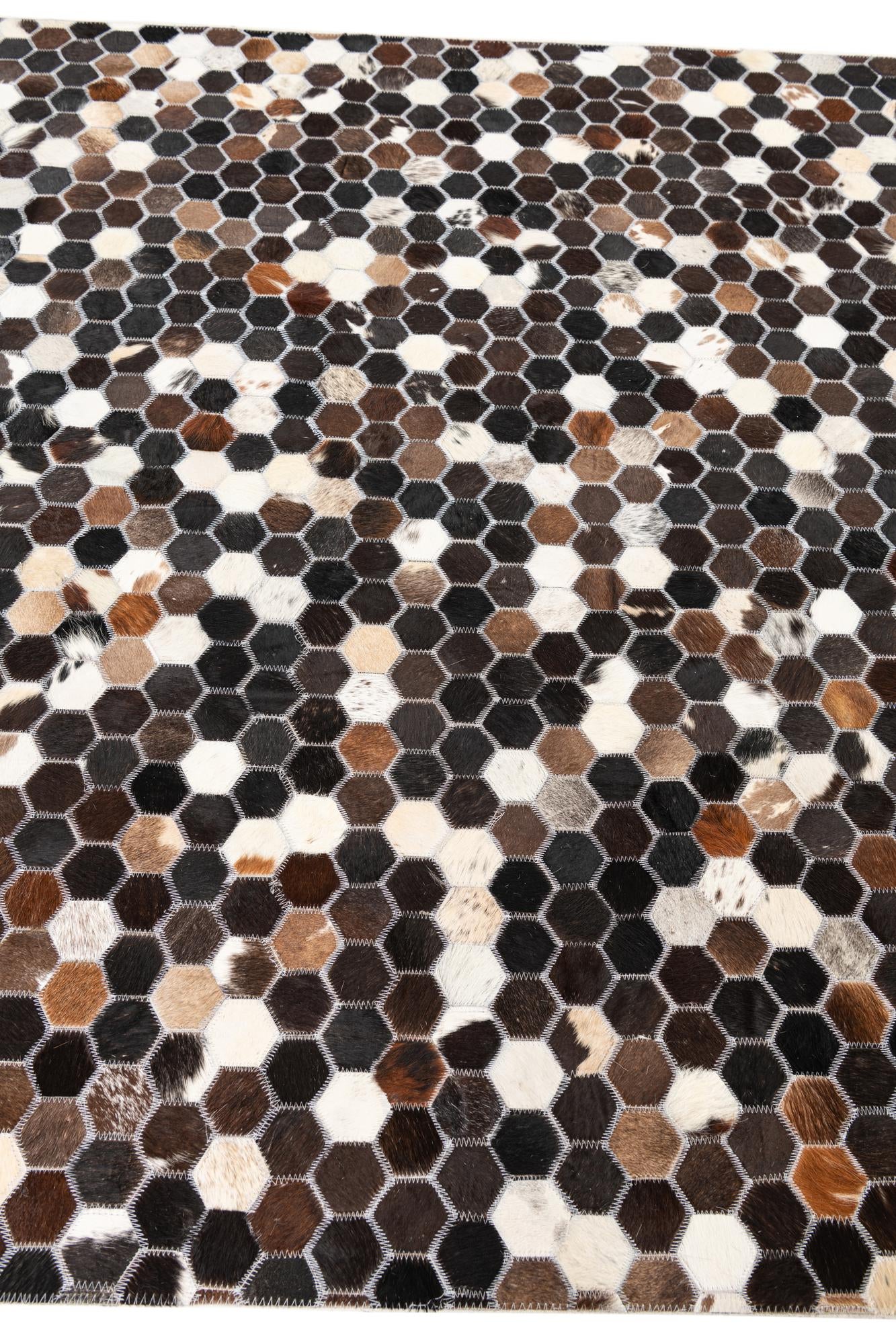 5' x 7' 10 Cowhide Leather Rug