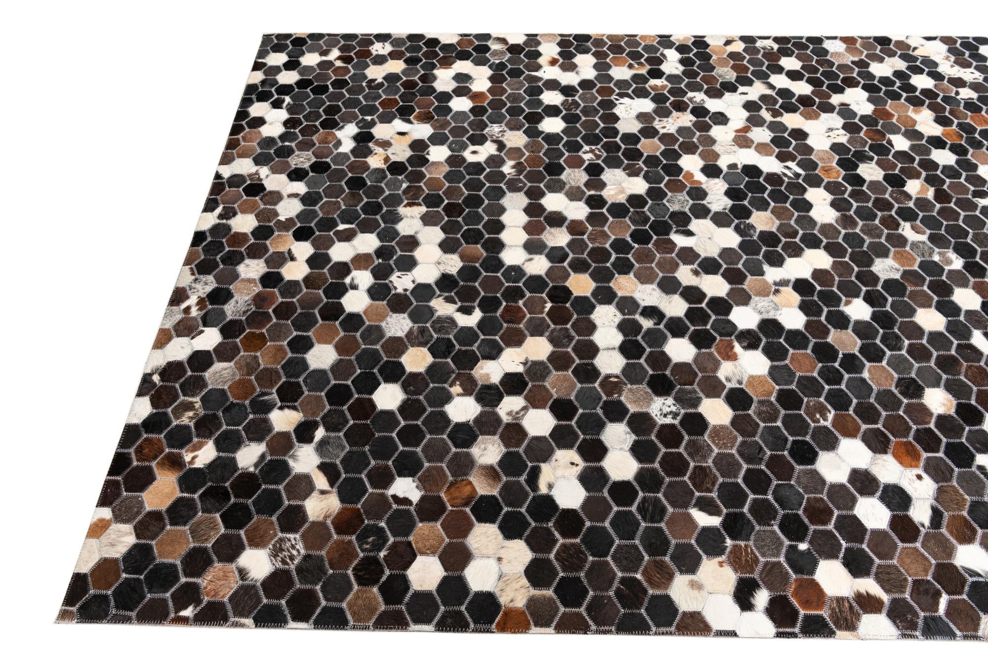 5' x 7' 10 Cowhide Leather Rug