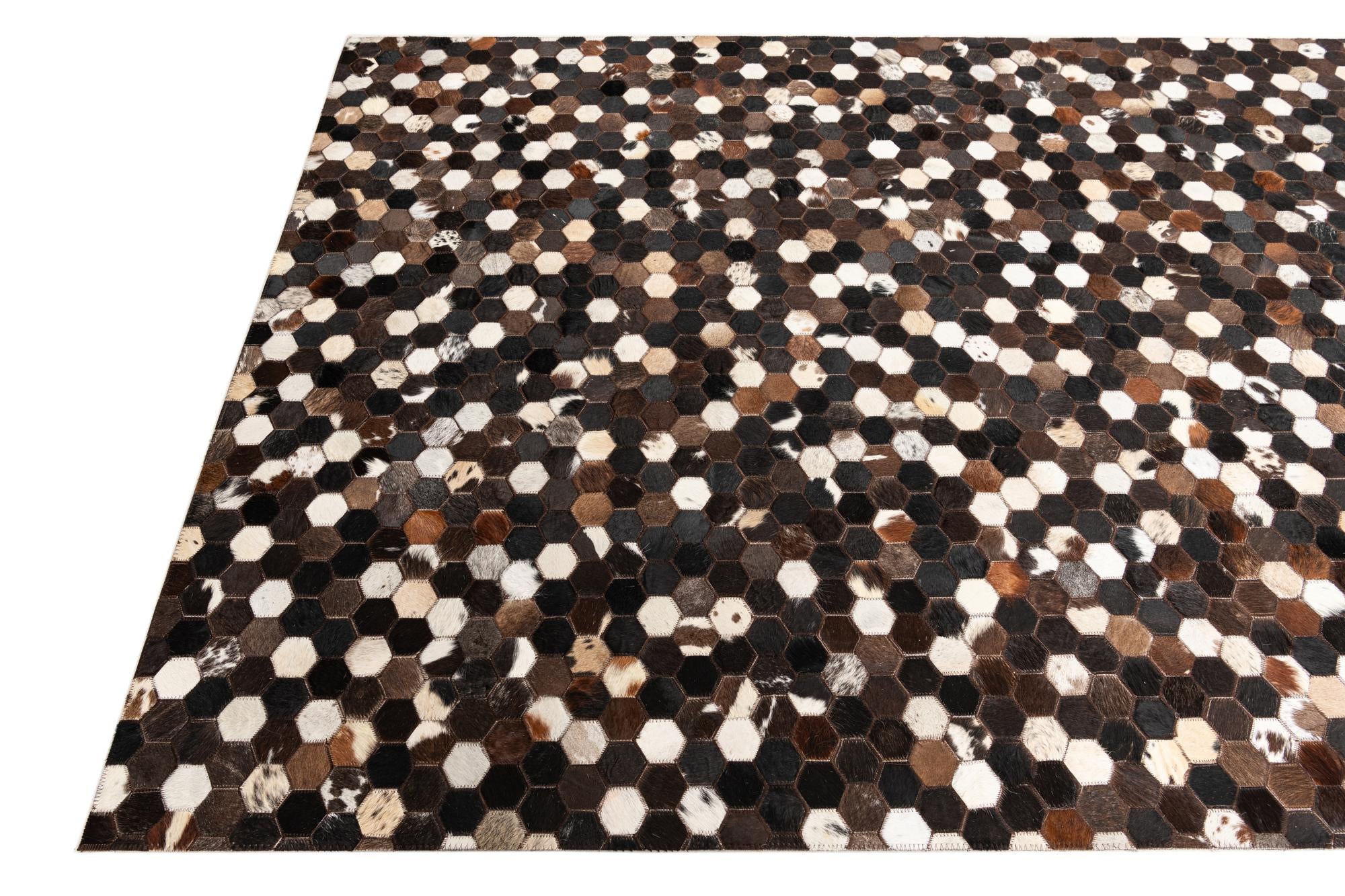 5' x 8' Cowhide Leather Rug