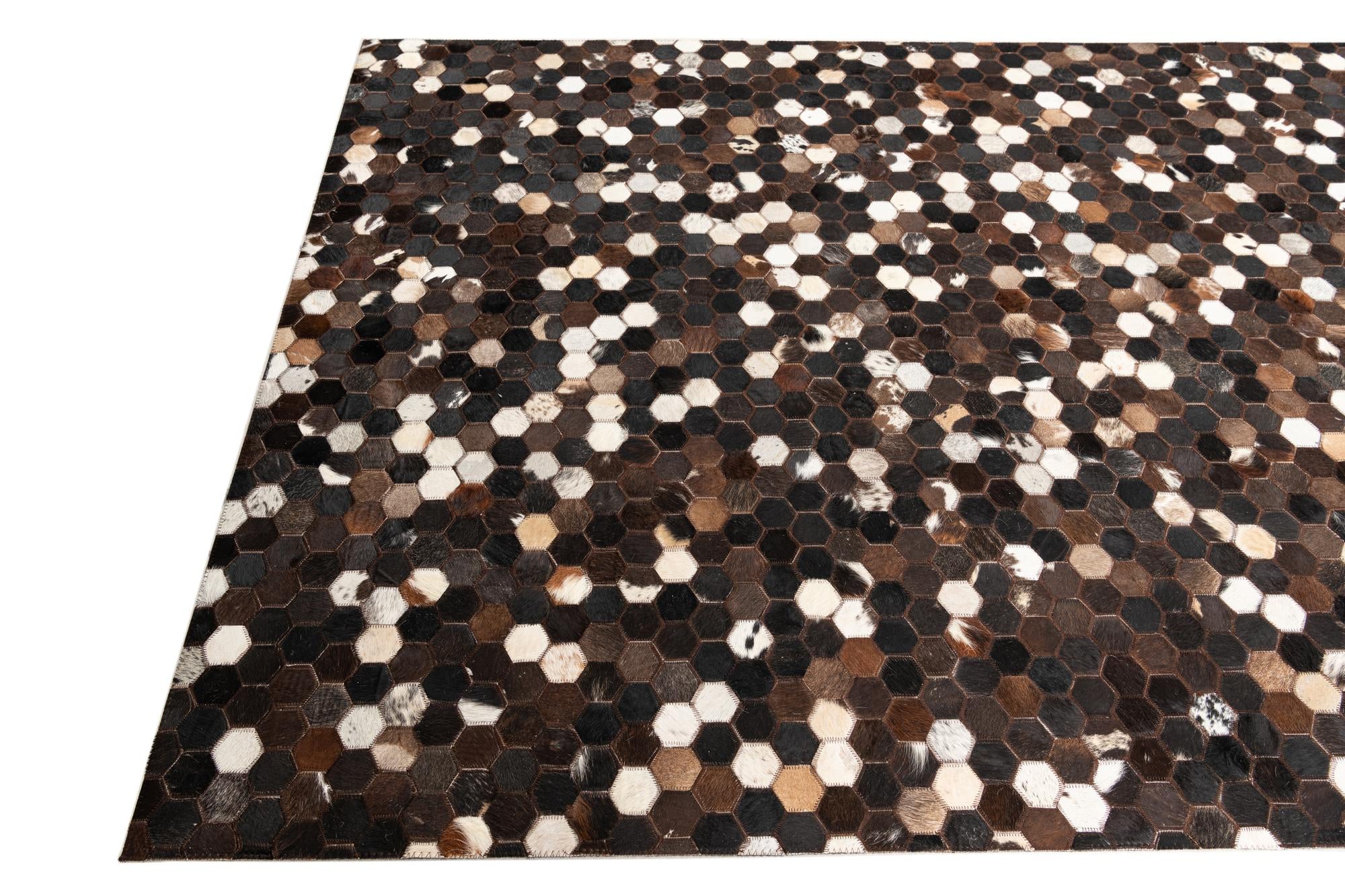 5' x 7' 10 Cowhide Leather Rug