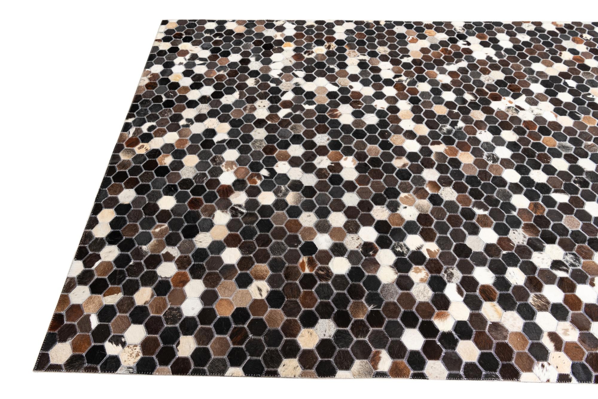 5' x 7' 9 Cowhide Leather Rug