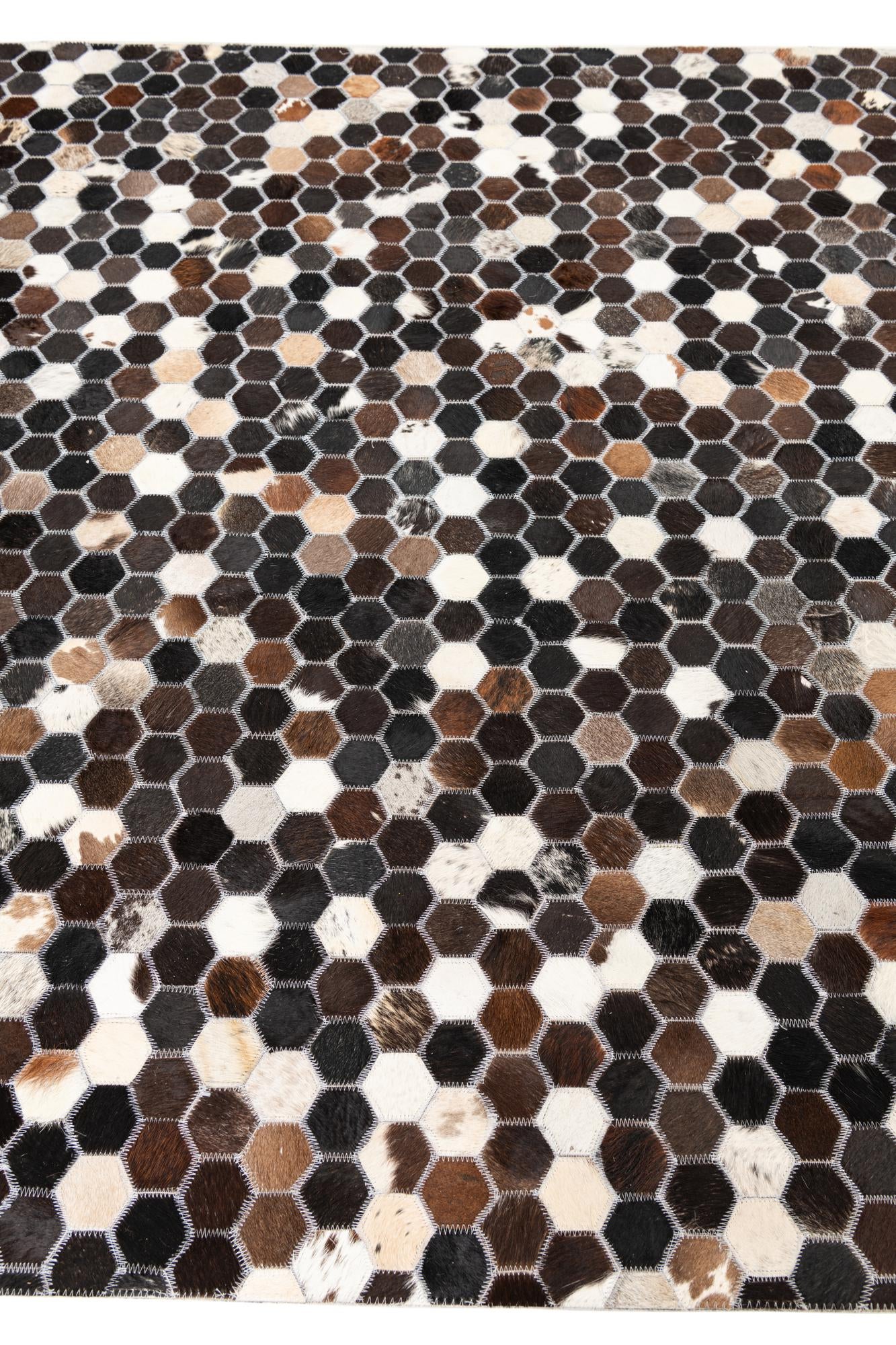 5' x 7' 9 Cowhide Leather Rug
