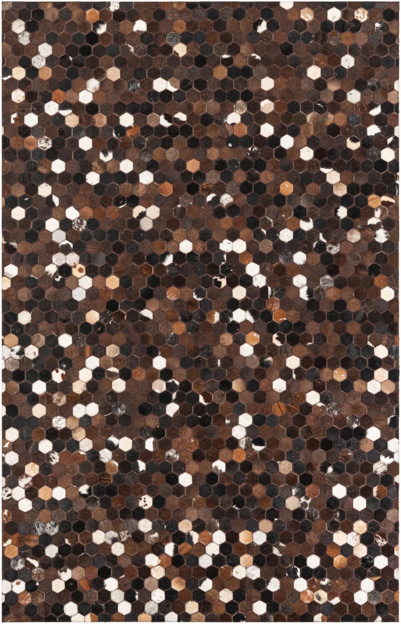 5' x 7' 8 Cowhide Leather Rug