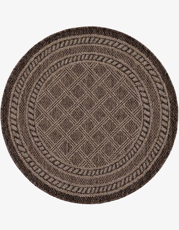 Chocolate Brown Easy-Clean Lattice Indoor / Outdoor Round Rug