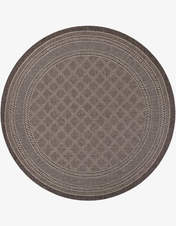 Chocolate Brown Easy-Clean Lattice Indoor / Outdoor Round Rug