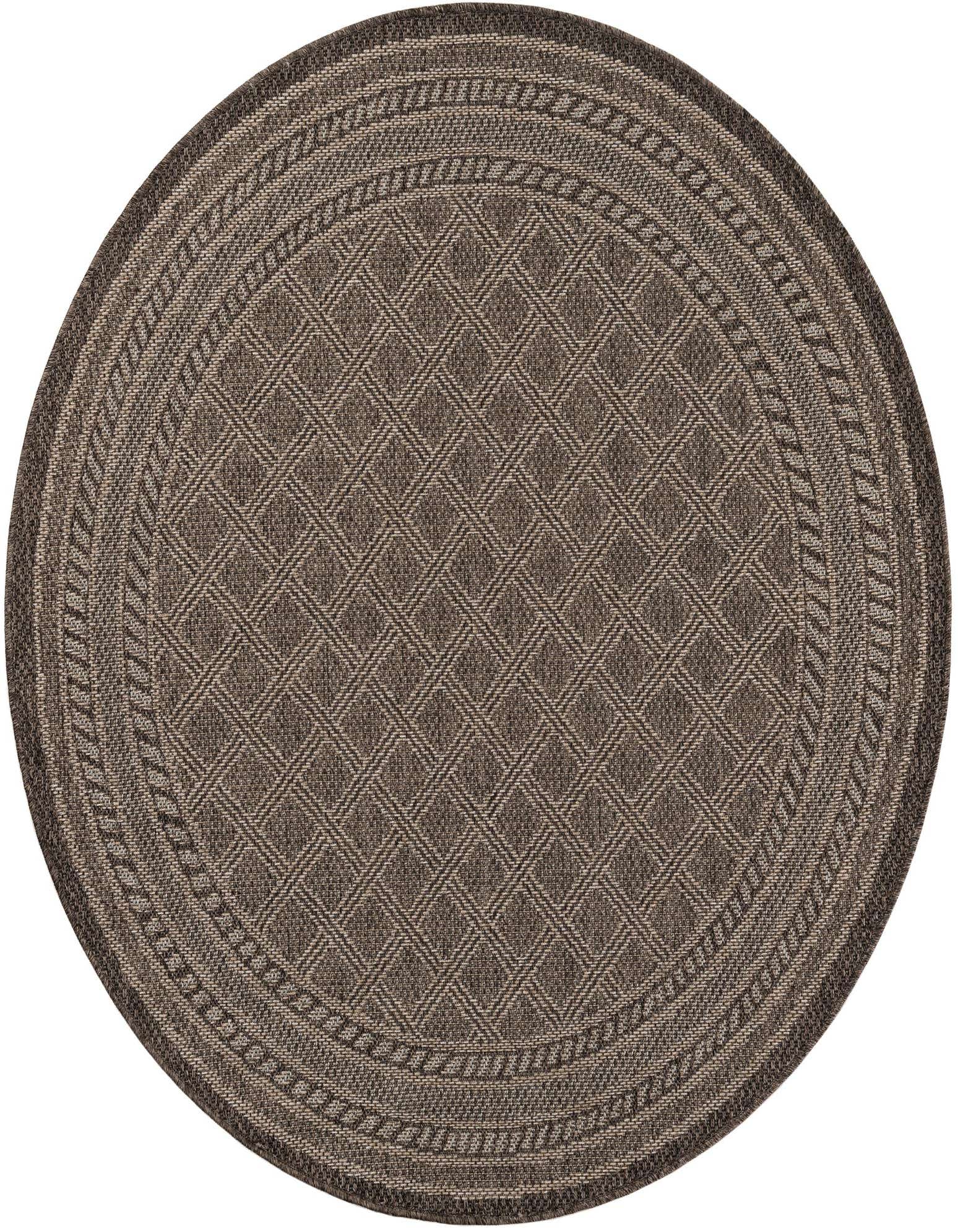 5' 1 x 5' 1 Easy-Clean Trellis Indoor / Outdoor Round Rug