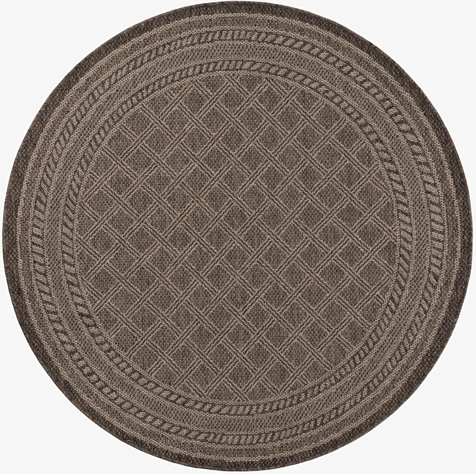 5' 1 x 5' 1  Washable Trellis Indoor / Outdoor Round Rug