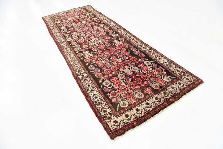 3' 7 x 9' 9 Hand Knotted Hossainabad Persian Wool Runner Rug