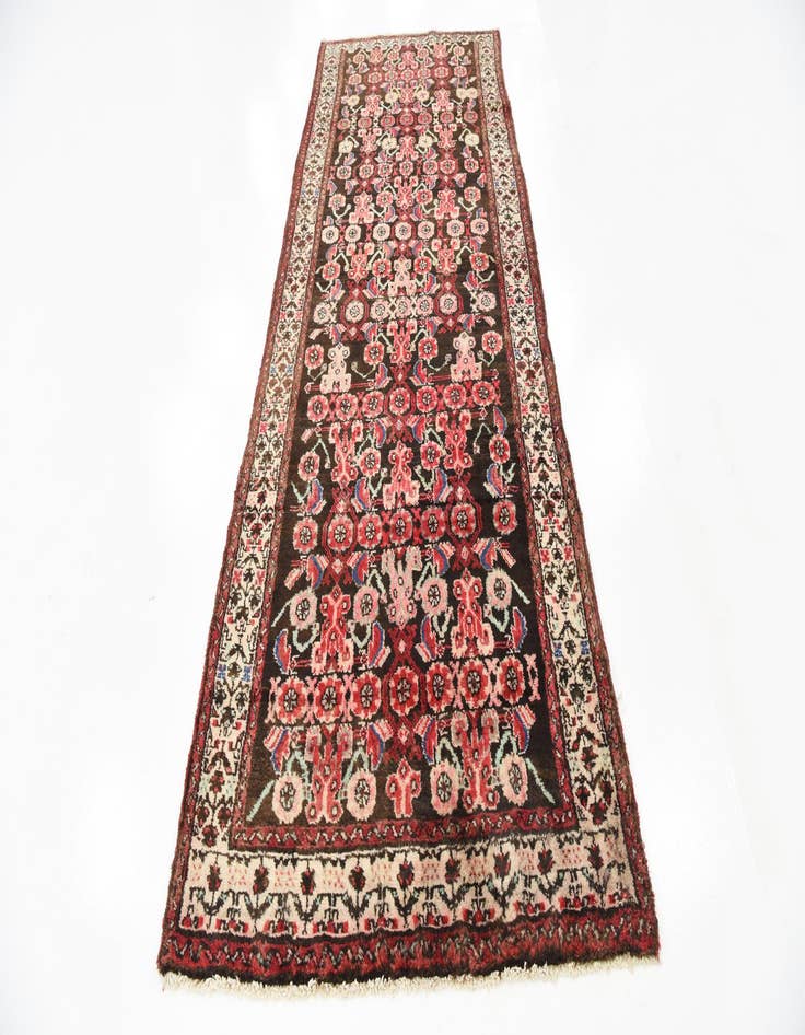 Detail image of 3' 7 x 9' 9  Hand Knotted Hossainabad Persian Wool Runner Rug