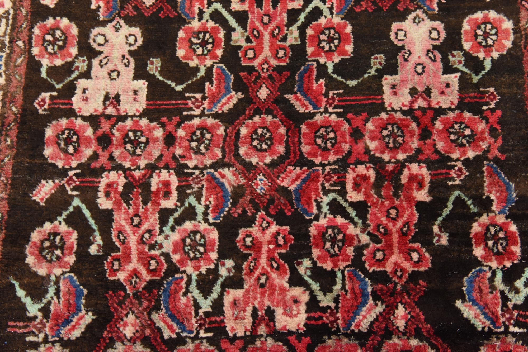110cm x 295cm anudado a mano Hossainabad Alfombra Persa Lana Pasillera