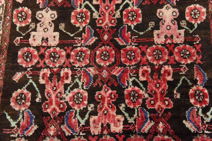 3' 7 x 9' 9 Hand Knotted Hossainabad Persian Wool Runner Rug