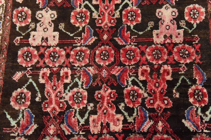 Detail image of 3' 7 x 9' 9 Hand Knotted Hossainabad Persian Wool Runner Rug