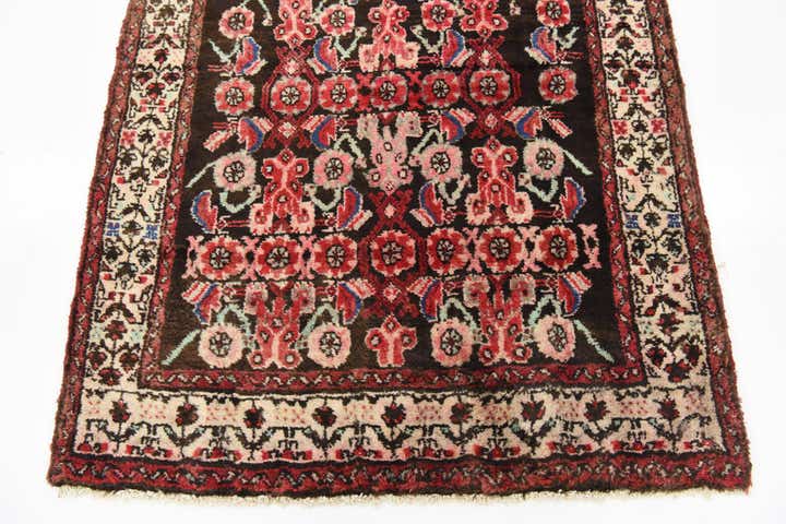 3' 7 x 9' 9 Hand Knotted Hossainabad Persian Wool Runner Rug