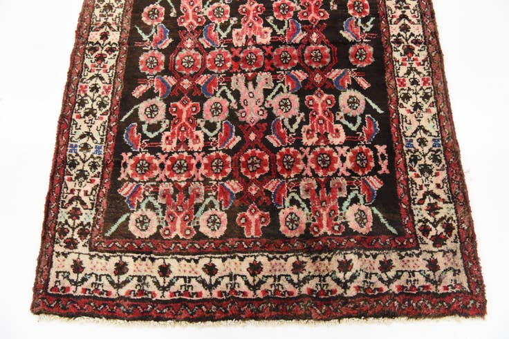 Detail image of 3' 7 x 9' 9 Hand Knotted Hossainabad Persian Wool Runner Rug