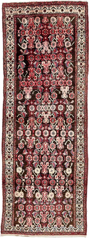 3' 7 x 9' 9 Hand Knotted Hossainabad Persian Wool Runner Rug