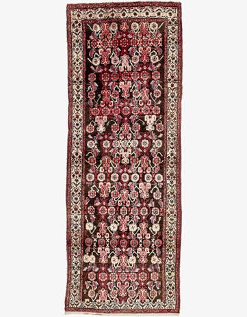 3' 7 x 9' 9 Hand Knotted Hossainabad Persian Wool Runner Rug