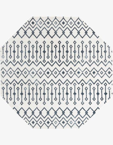 Coastal White Bohemian Trellis Octagon Rug