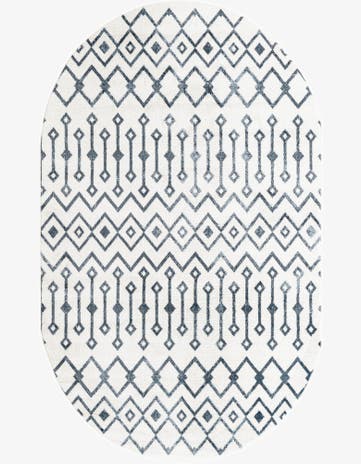 Coastal White Bohemian Trellis Oval Rug