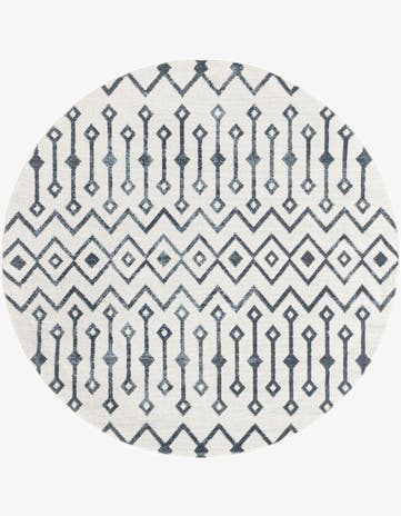 Coastal White Bohemian Trellis Round Rug