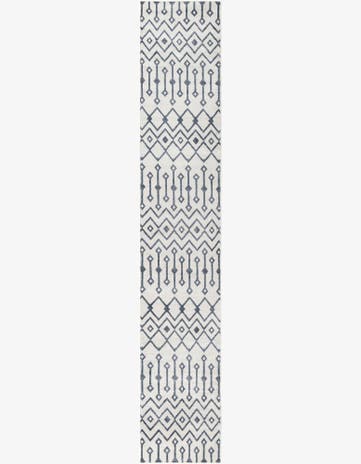 Coastal White Bohemian Trellis Runner Rug