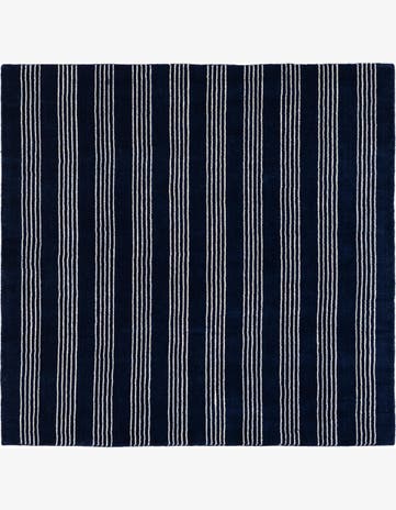 Cobalt Blue Jill Zarin Striped Wool Square Rug