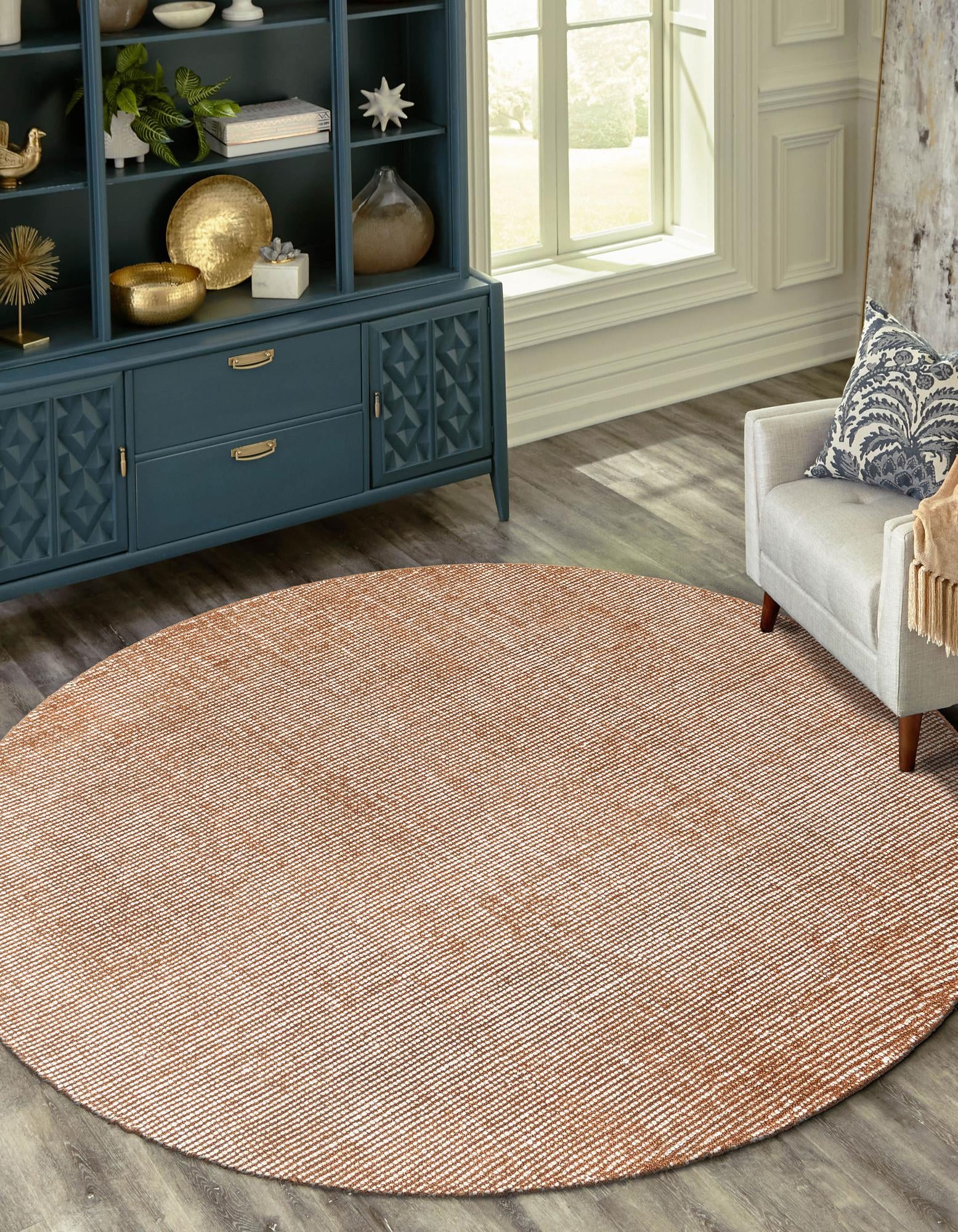 5' 1 x 5' 1 Hand Woven Jill Zarin English Manor Wool Round Rug