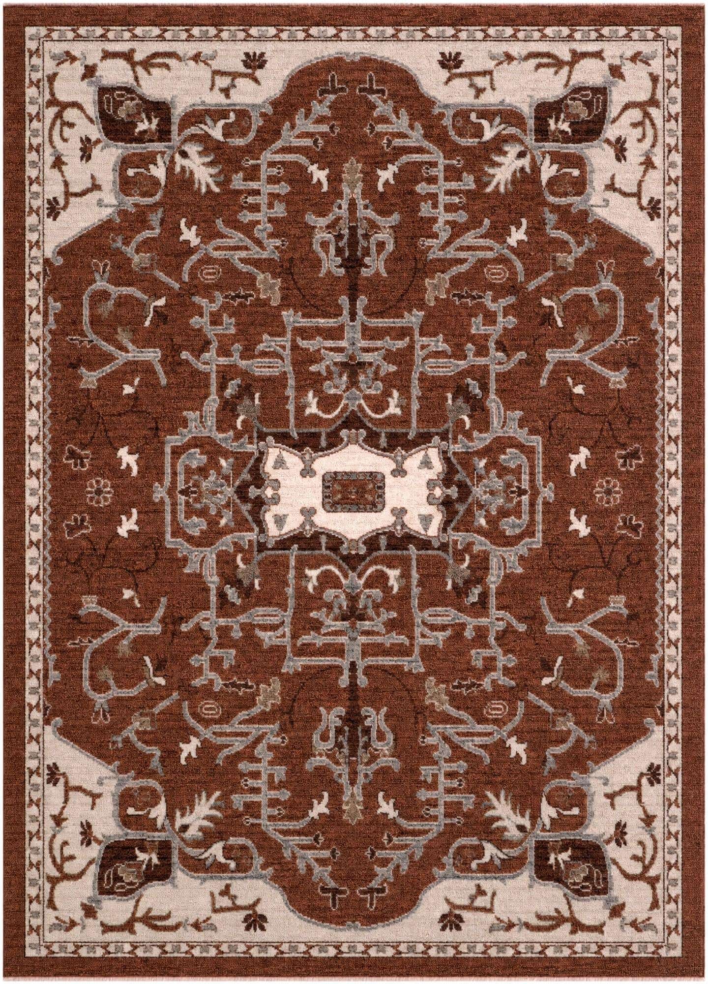 9' x 12' 6 Colter · Border rug, terracotta rust red