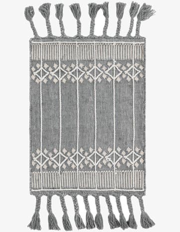 Cool Gray Easy-Clean Eco Bohemian Indoor / Outdoor Rug