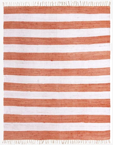 Coral and Ivory Hand Woven Chindi Rag Rug