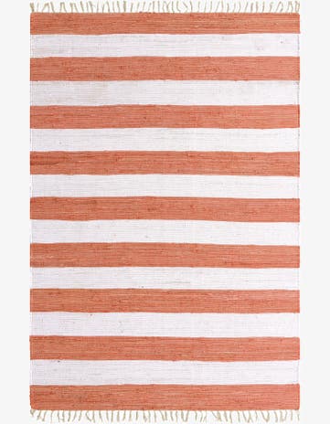 Coral and Ivory Hand Woven Chindi Rag Rug