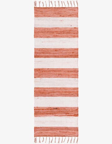 Coral and Ivory Hand Woven Chindi Rag Runner Rug