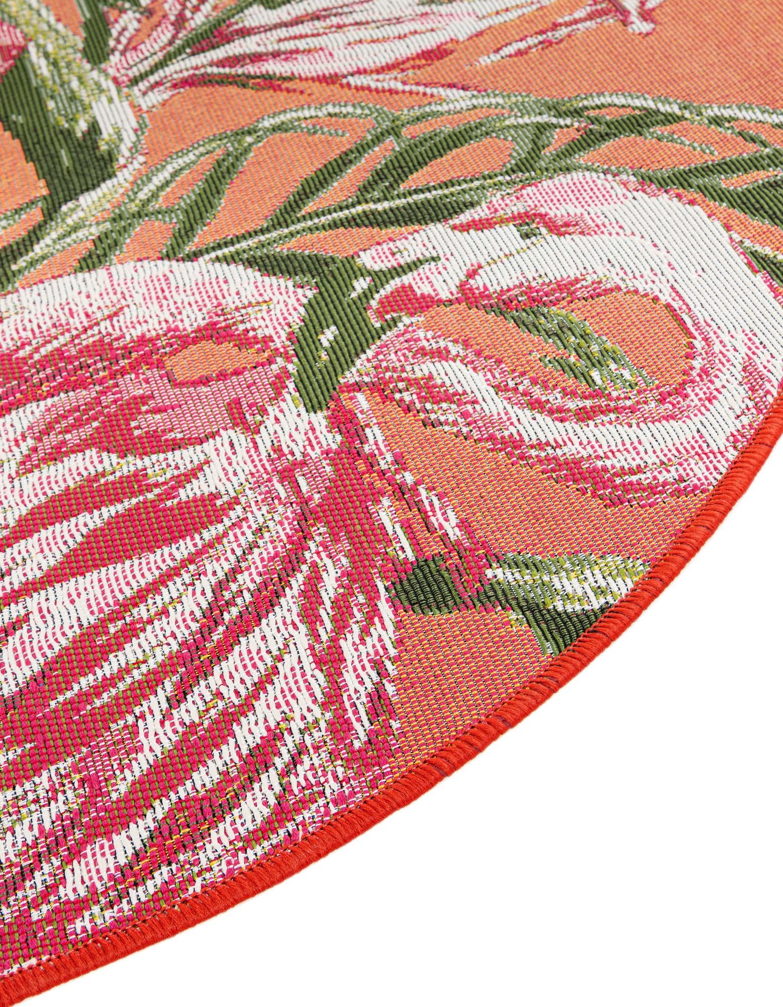 3' x 3' Easy-Clean Botanical Indoor / Outdoor Round Rug