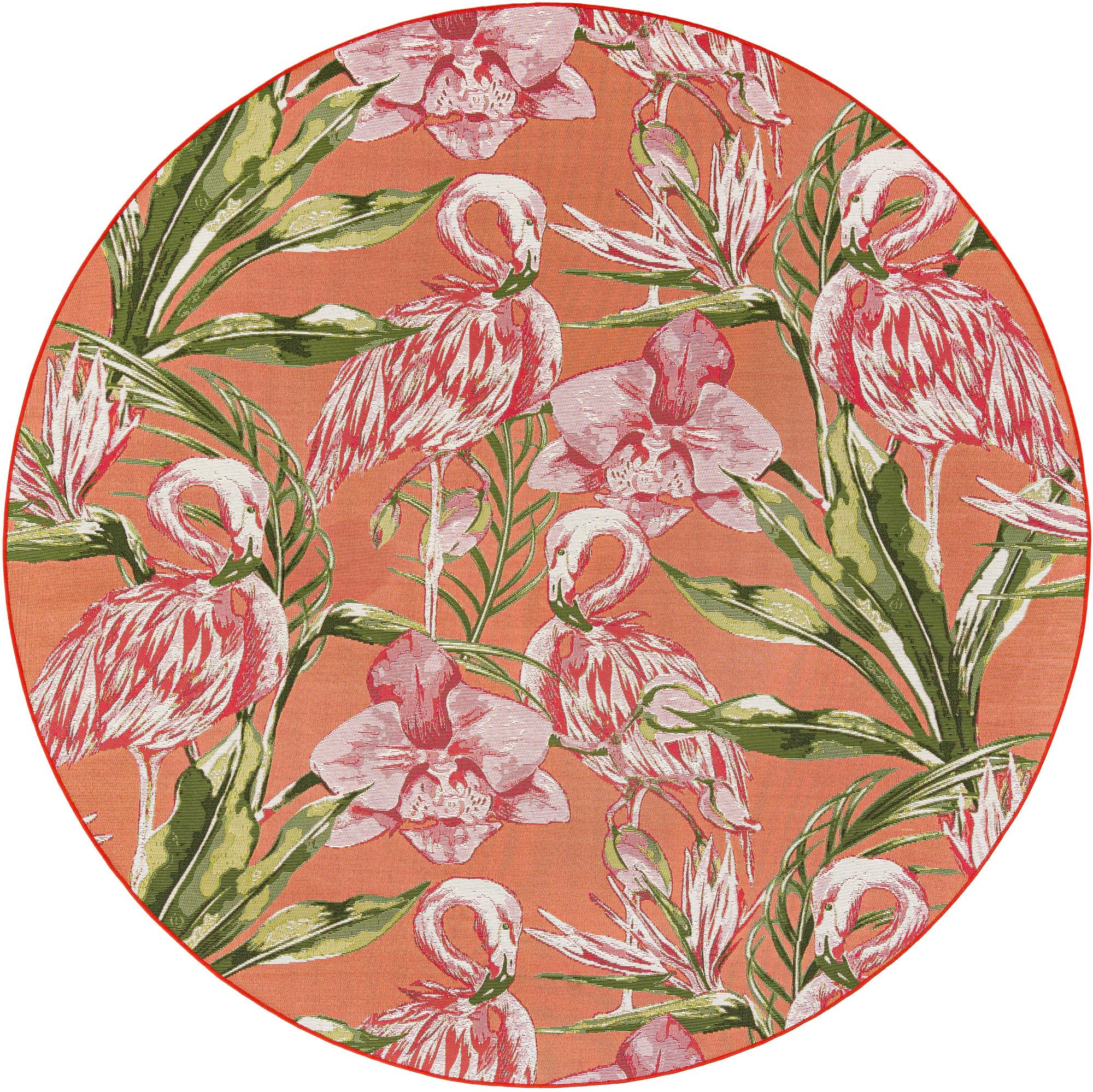 7' 10 x 7' 10 Easy-Clean Botanical Indoor / Outdoor Round Rug